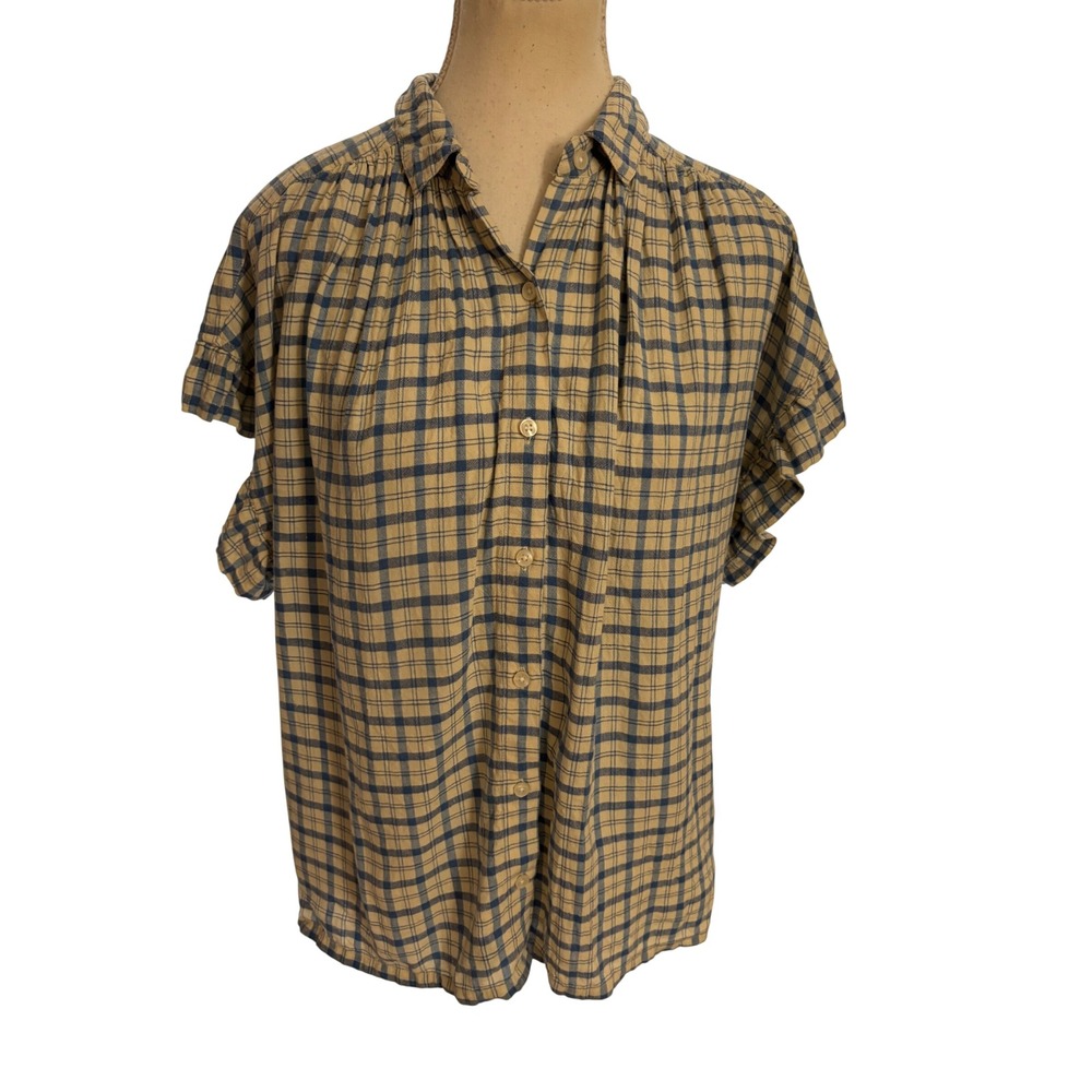 TROVATA Birds of Paradise women's button down Marianne Ruffle Sleeve Shirt Sz‎ S